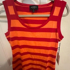 NWT Rondina  Red and Orange Striped Top